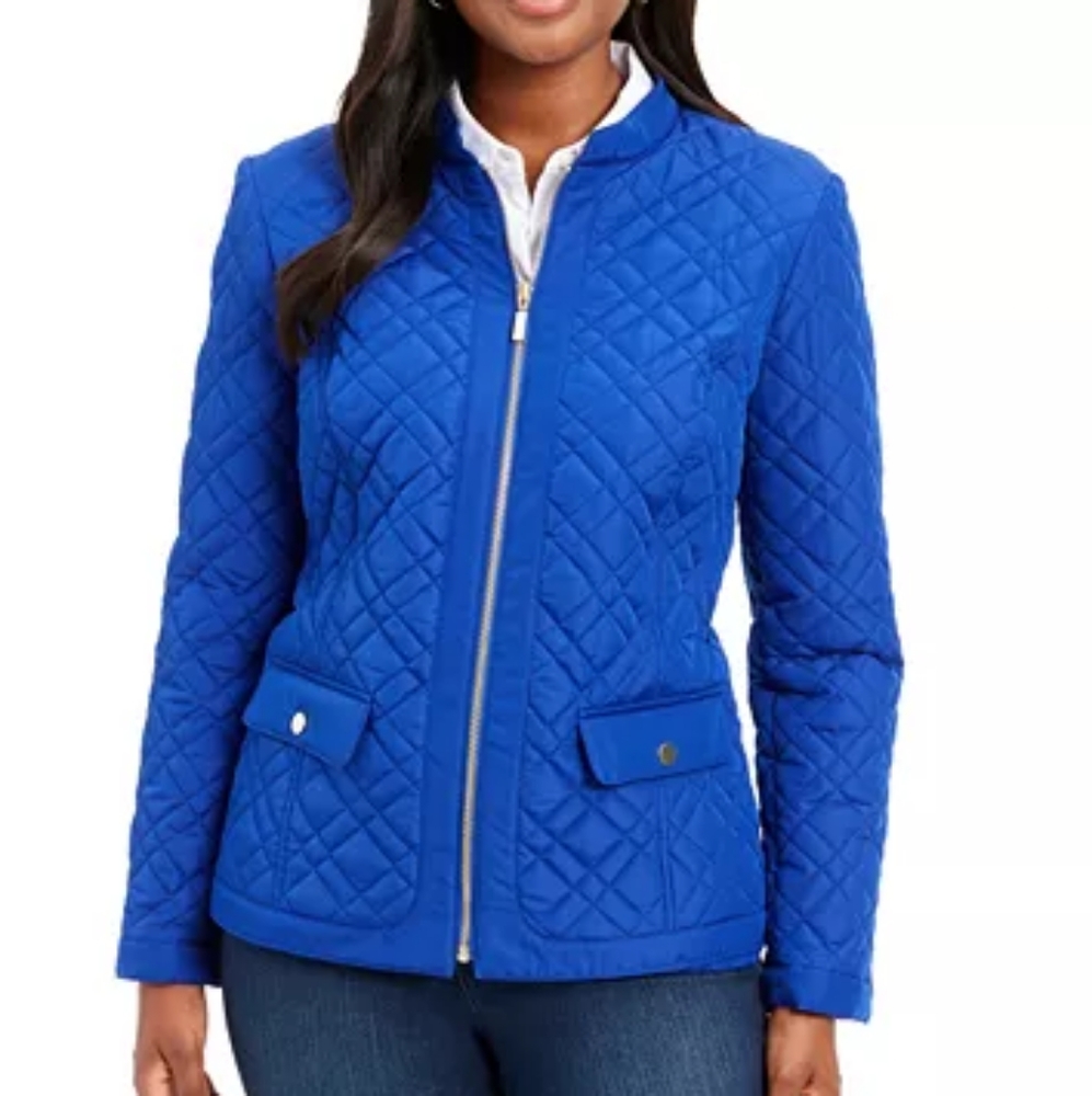 Nwt Charter Club blue quilted zip up jacket S-XL